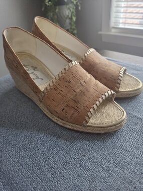 Jack Rogers Cork Espadrille Wedge Sandals - Natural Tan